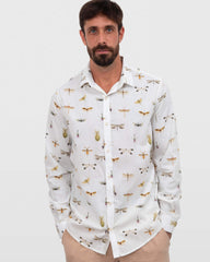 Camisa em Algodão Estampa Libélula