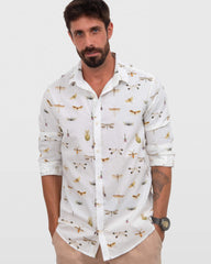 Camisa em Algodão Estampa Libélula