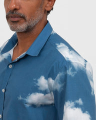 Camisa em Algodão Estampa Nuvem