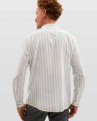 Camisa Listrada com Gola Mao