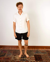 Camisa de Linho Manga Curta Branca - Blend Minimalista