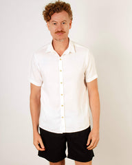 Camisa de Linho Manga Curta Branca - Blend Minimalista