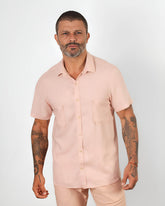 Camisa Cambraia de Linho Rosa