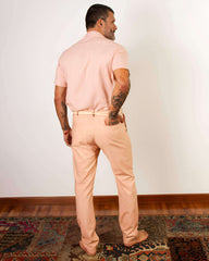 Camisa de Linho Manga Curta Rosa com Bolsos - Blend Premium