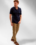 Camisa Cambraia de Linho Marinho