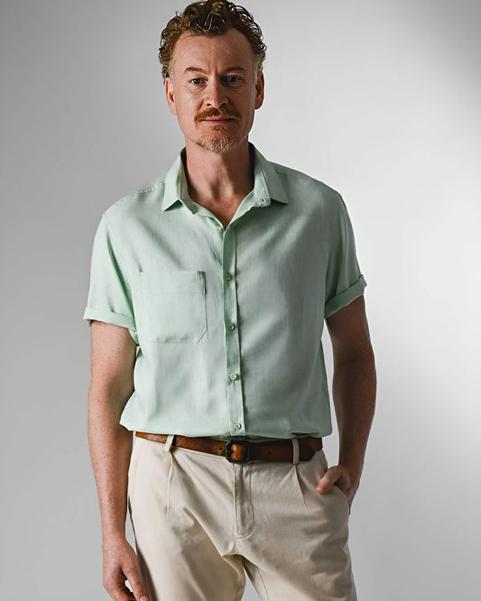 Camisa Cambraia de Linho Menta