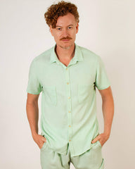 Camisa Linho Verde Menta com Bolsos - Blend Premium