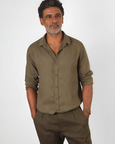 Camisa Cambraia de Linho Oliva