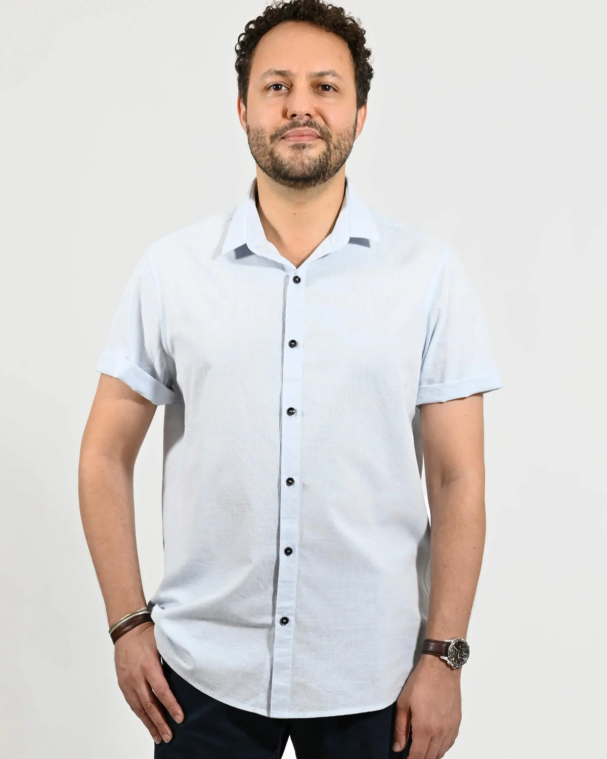 Camisa algodão azul