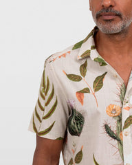 Camisa em Algodão Estampa Botânica