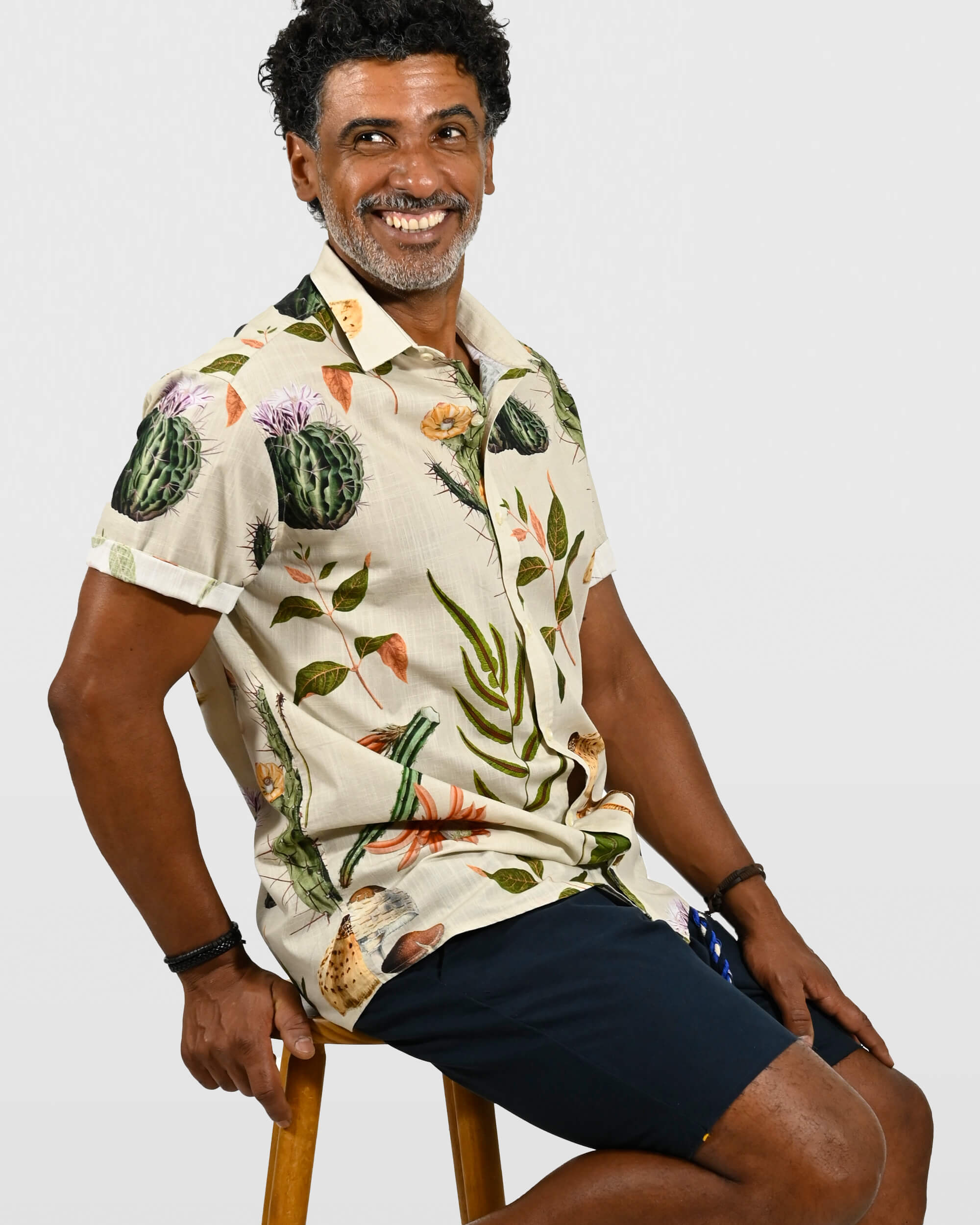 Camisa em Algodão Estampa Botânica