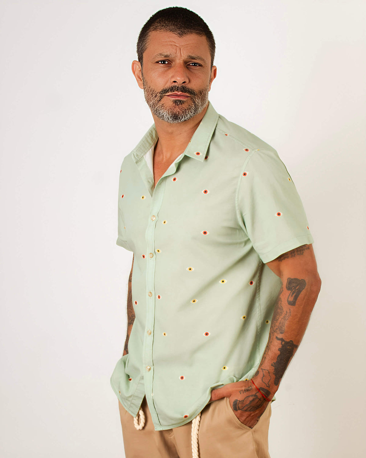 Camisa Masculina Estampada Bauhaus Manga Curta- 100% Algodão Certificado