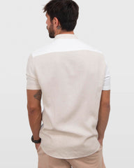 Camisa em Cambraia de Linho Bloco de Cores