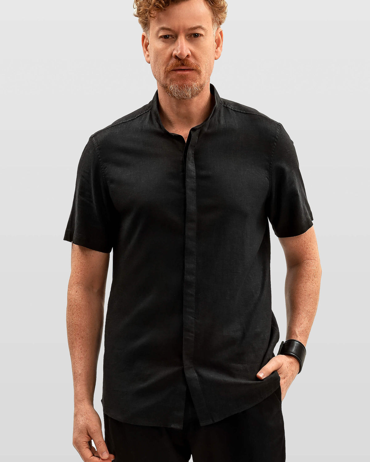 Camisa em Cambraia de Linho Preta