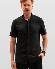 Camisa em Cambraia de Linho Preta