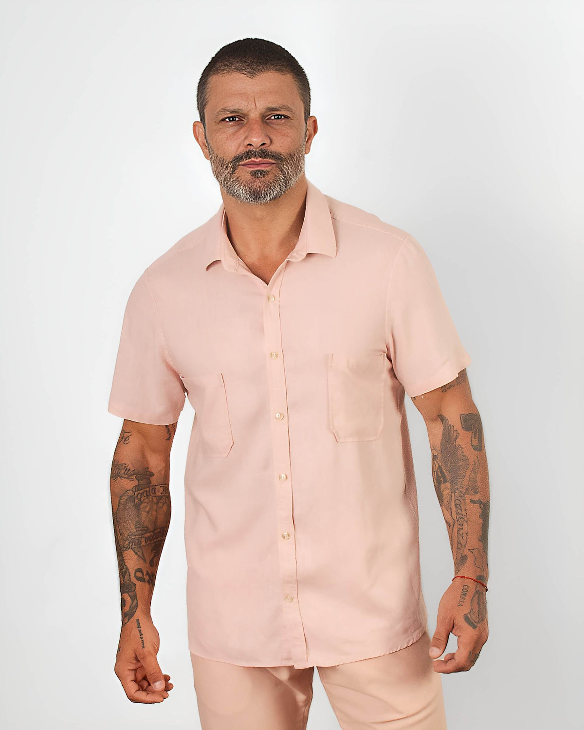 Camisa Cambraia de Linho Rosa