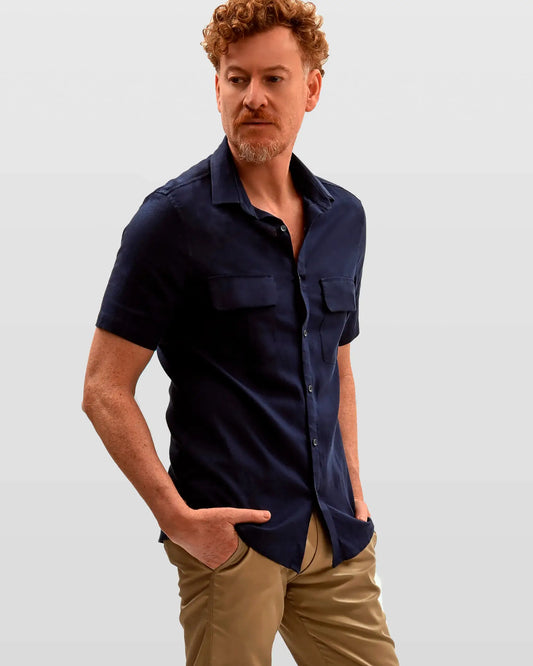 Camisa Cambraia de Linho Marinho