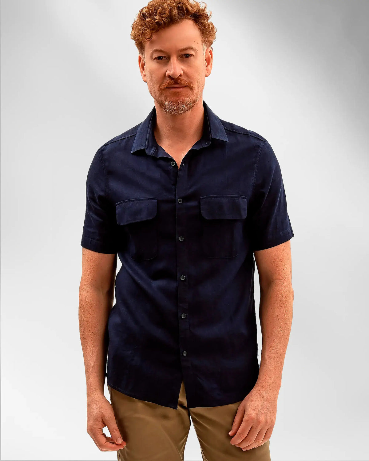 Camisa Cambraia de Linho Marinho
