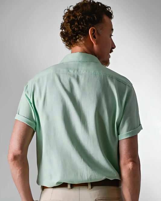 Camisa Cambraia de Linho Menta