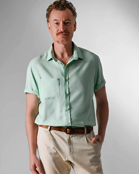 Camisa Cambraia de Linho Menta