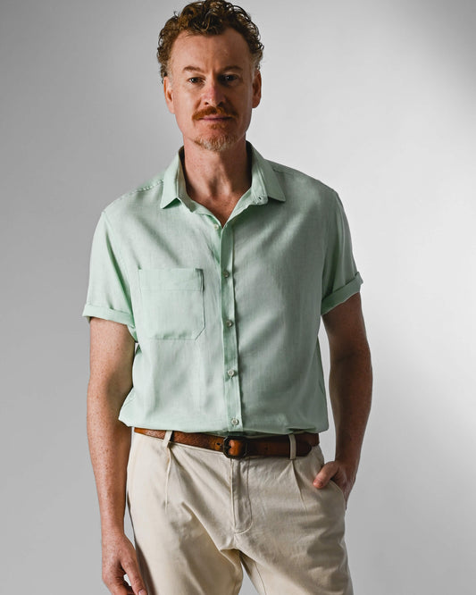 Camisa Cambraia de Linho Menta