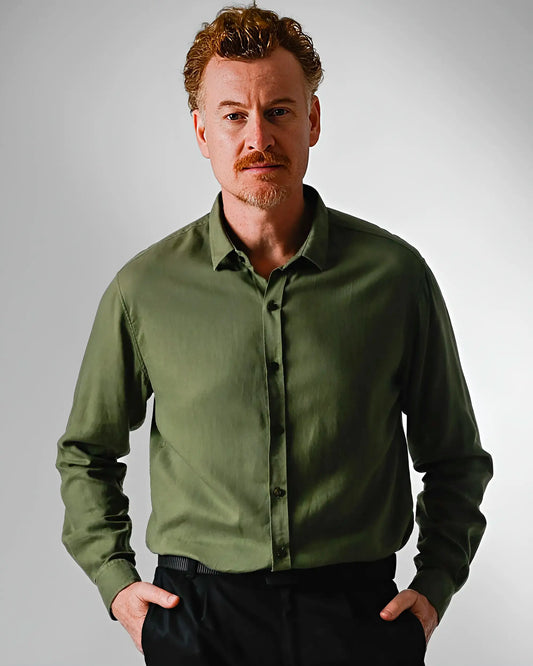 Camisa Cambraia de Linho Oliva