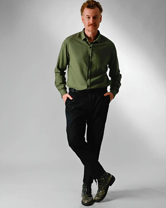 Camisa Cambraia de Linho Oliva