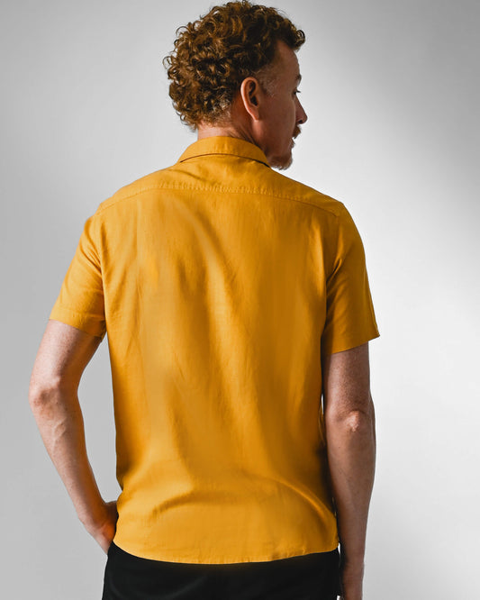 Camisa Cambraia de Linho Mostarda