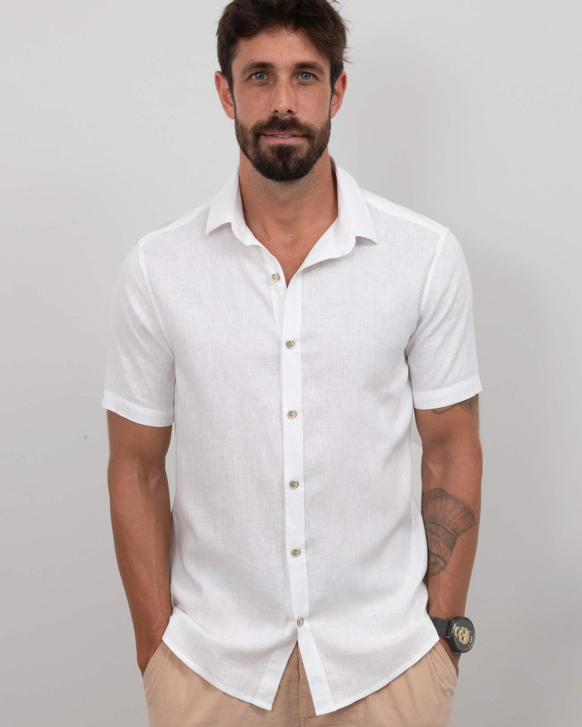 Camisa em Cambraia de Linho Branca