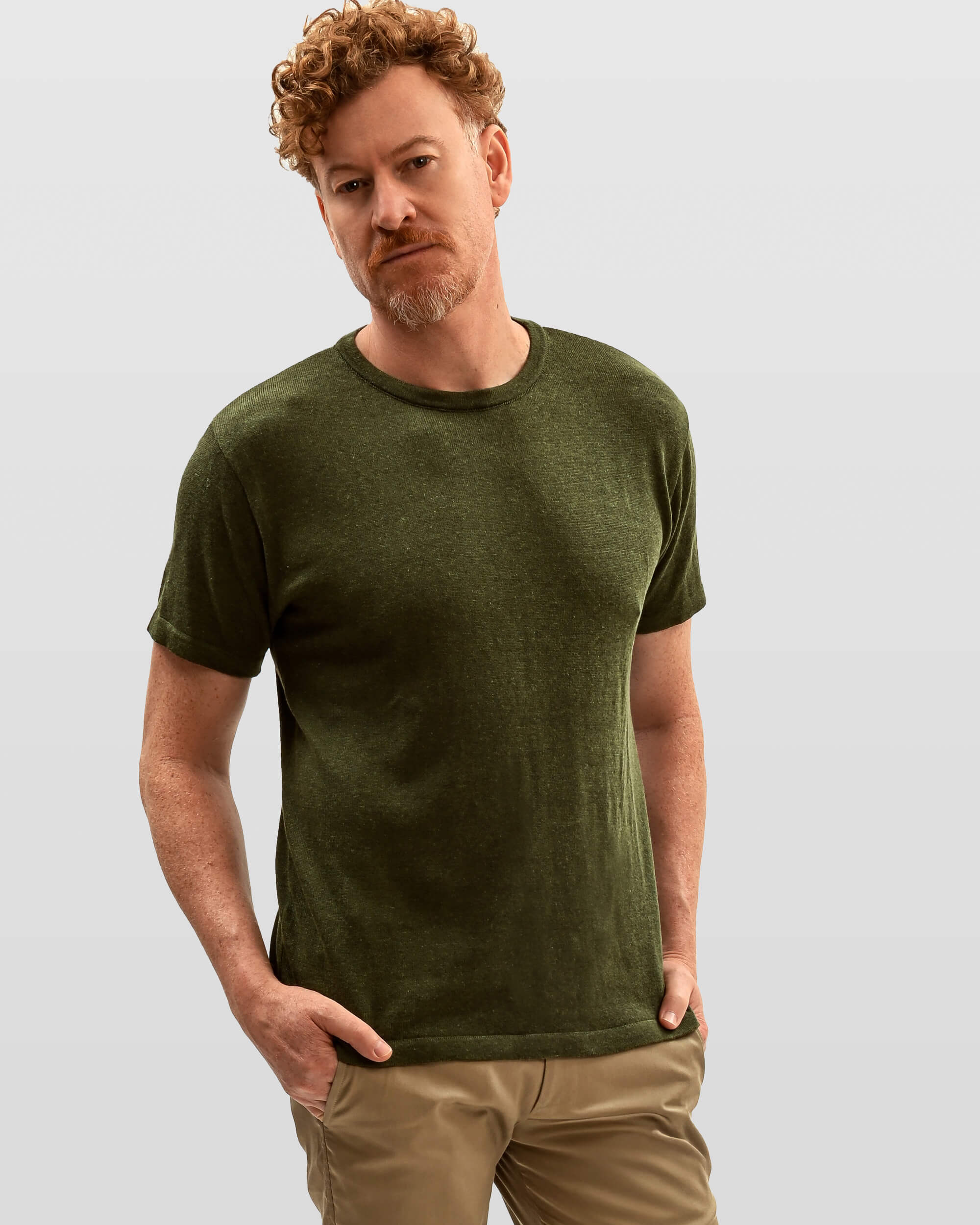 Camiseta de Tricô Verde Oliva