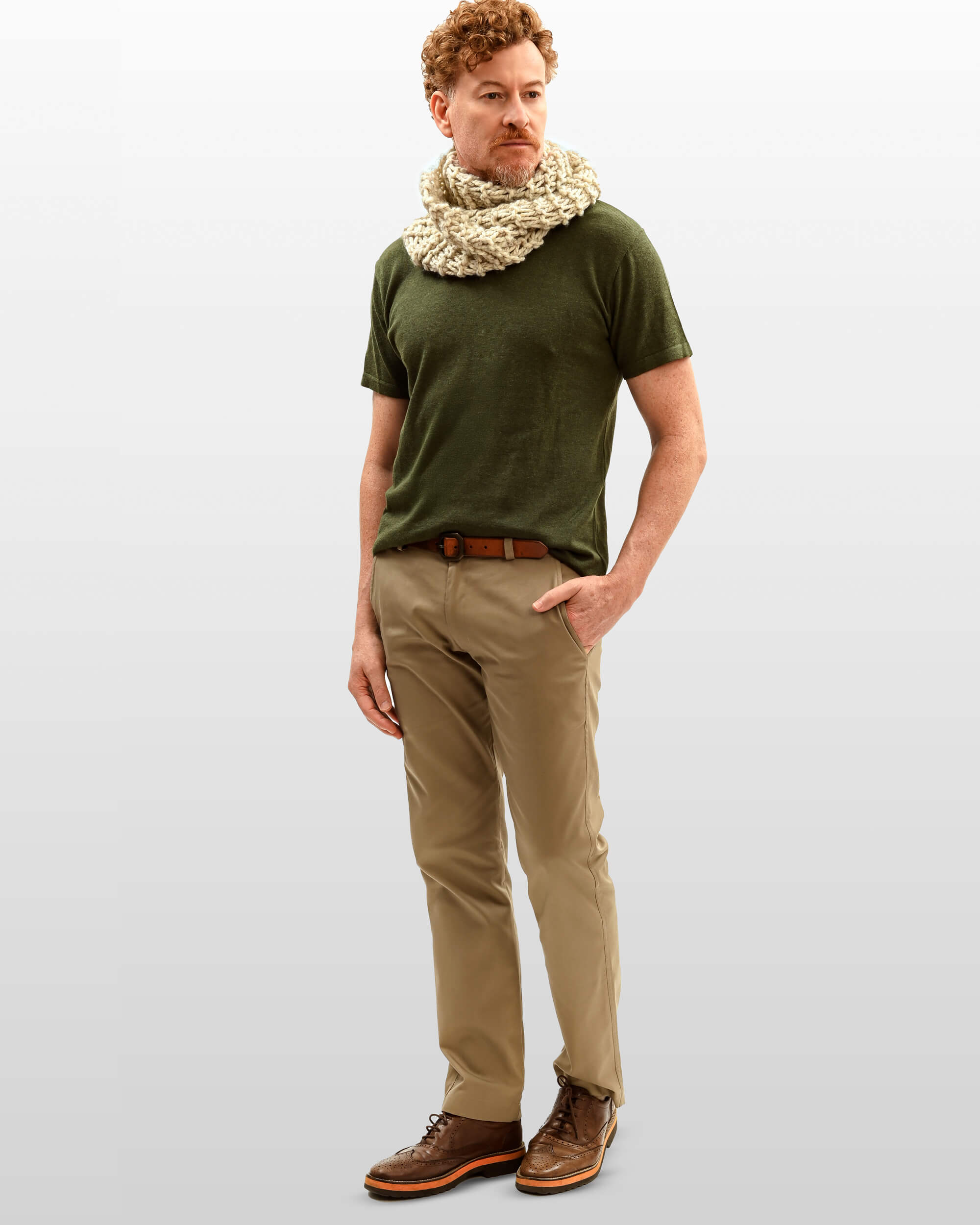 Camiseta de Tricô Verde Oliva
