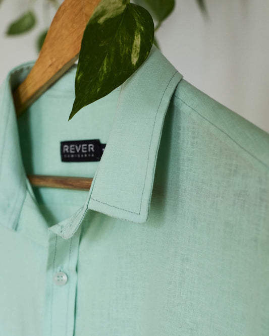 Camisa Cambraia de Linho Menta