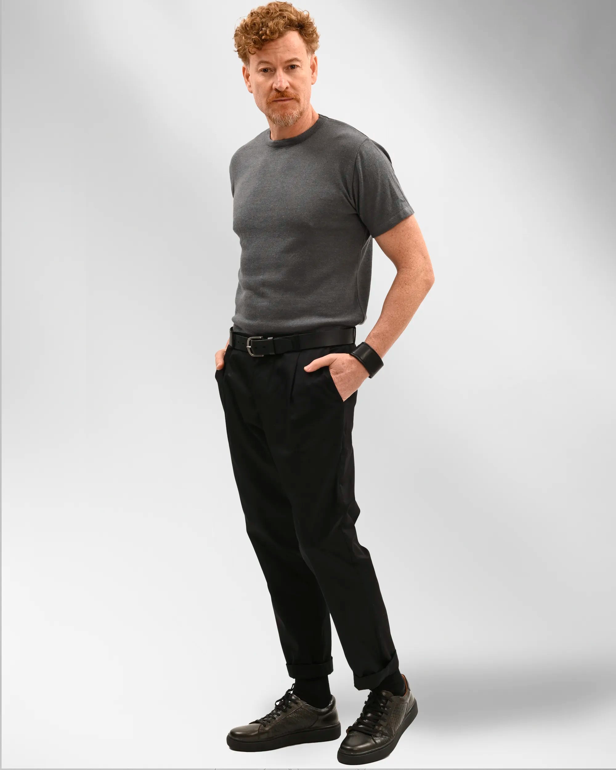 look com camiseta de trico masculino manga curta e calça 
