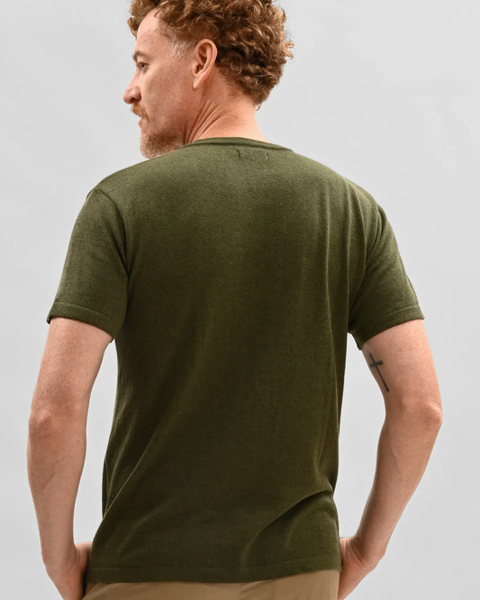 camiseta verde liva de trico manga curta 
